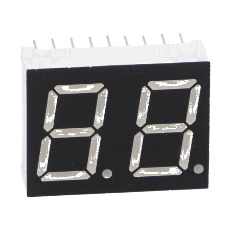Afișaj LED cu 7 segmente, 14,22 mm, 0,56" - 2 Numere Caractere, Roșie Anodizată | Electronic-mag.ro | Componente Electronice