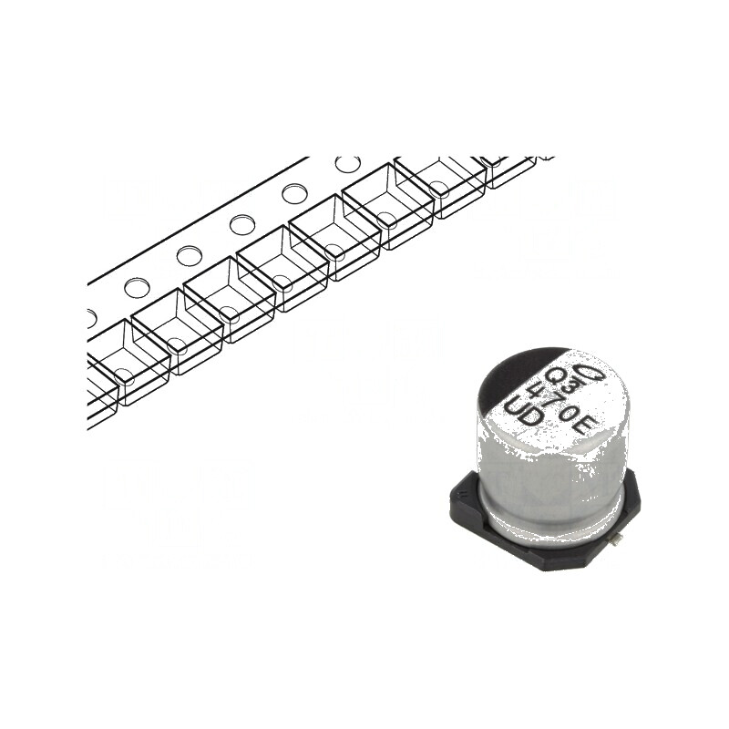 Condensator Electrolitic SMD 470uF 25VDC Ø10x10mm ±20% 5000h pentru Circuit Electronic | Electronic-mag.ro | Componente Electron