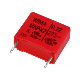 Condensator cu polipropilenă X2 220nF 8x15x18mm THT ±10% - Componentă electronică de calitate superioară | Electronic-mag.ro | C