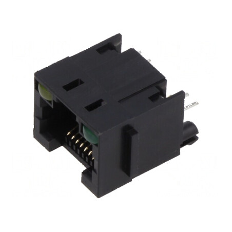 Conector RJ45 Soclu PIN 8 cu Diodă LED, Dispunere 8p8c THT - Componentă Electronică Profesională | Electronic-mag.ro | Component