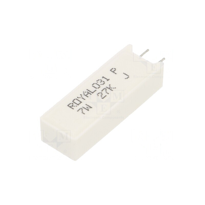 Rezistor bobinat cu ciment THT 27kΩ 7W ±5% 38x12,5x9mm - Componentă electronică de înaltă calitate | Electronic-mag.ro | Compone