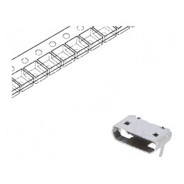 Conector USB B Micro Soclu SMT PIN 5 Orizontale USB 2.0 1.8A - Componente Electronice de Calitate Superioară | Electronic-mag.ro