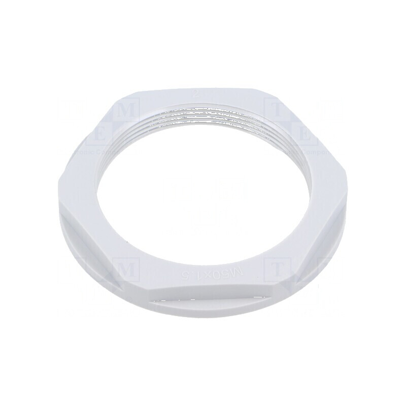 Piuliță M50 din poliamidă 60mm gri deschis, filet metric, pas 1,5 | Electronic-mag.ro | Componente Electronice