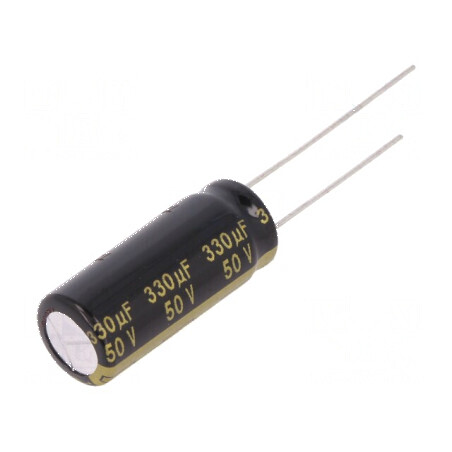 Condensator electrolitic low ESR THT 330uF 50VDC, Ø10x25mm - Componentă electronică de înaltă performanță | Electronic-mag.ro | 