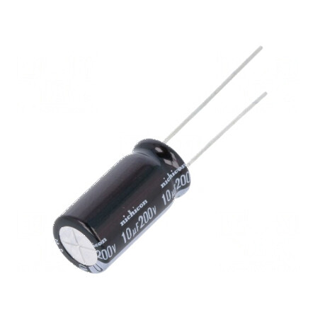 Condensator Electrolitic Low ESR THT 10µF 200VDC Ø10x20mm - Componentă Electronică de Înaltă Performanță | Electronic-mag.ro | C