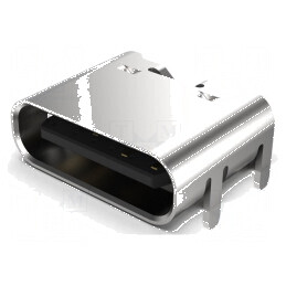 Conector USB C Soclu SMT cu 6 PIN-uri Orizontale pentru Montare pe Placă Superioară, Capacitate 3A | Electronic-mag.ro | Compone