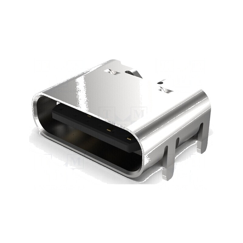 Conector USB C Soclu SMT cu 6 PIN-uri Orizontale pentru Montare pe Placă Superioară, Capacitate 3A | Electronic-mag.ro | Compone