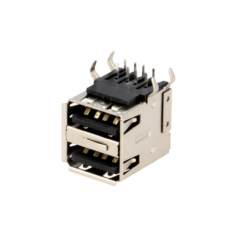 Conector USB A Soclu THT Unghi 90° Duble - Componentă Electronică de Înală Calitate | Electronic-mag.ro | Componente Electronice