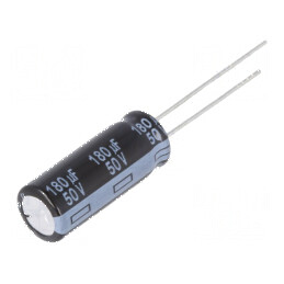 Condensator Electrolitic Low ESR THT 180μF 50VDC Ø8x20mm - Componentă Electronică de Înaltă Performanță | Electronic-mag.ro | Co