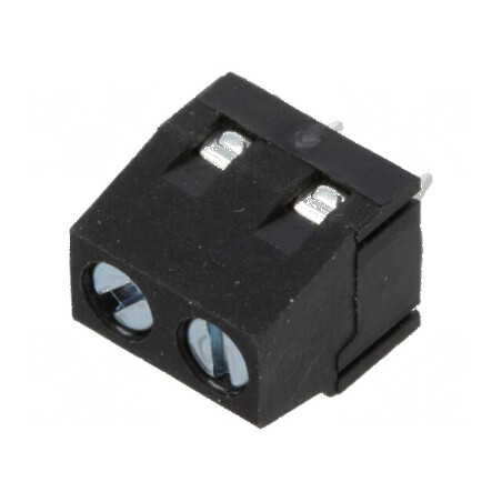 Regletă de Conexiuni pentru PCB în Unghi 5mm - 2 Piste pentru Plăci de Circuit Imprimat | Electronic-mag.ro | Componente Electro