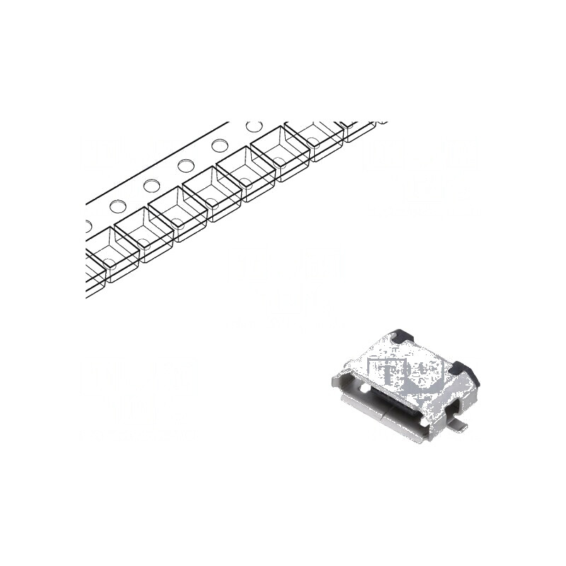 Conector USB B Micro Soclu SMT PIN 5 Orizontale USB 2.0 1,8A - Componente Electronice Profesionale | Electronic-mag.ro | Compone