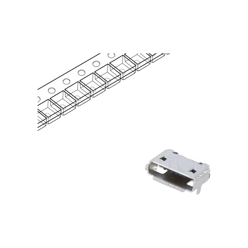 Conector USB AB Micro, Soclu SMT PIN 5 Orizontale, USB 2.0 | Electronic-mag.ro | Componente Electronice