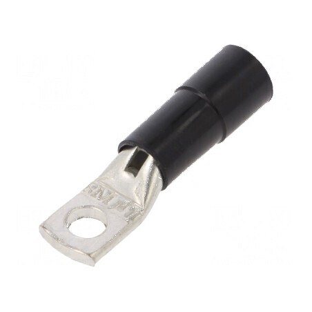 Vârf inelar tubular M5 Ø 5,2mm 10mm² crimpat pe cablu negru - Conector electric profesional | Electronic-mag.ro | Componente Ele