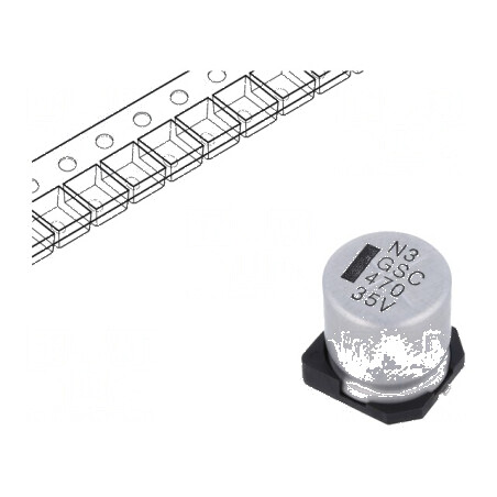 Condensator Electrolitic SMD 470µF 35VDC ±20% - Interval Temperatura -55 până la 105°C | Electronic-mag.ro | Componente Electron