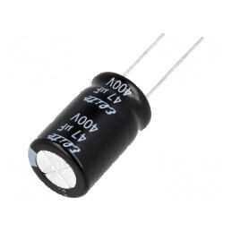 Condensator Electrolitic THT 47uF 400VDC Ø16x25mm ±20% 2000h pentru Circuit Electric | Electronic-mag.ro | Componente Electronic