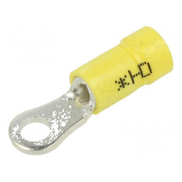 Vârf de conectare inelar Ø 4mm pentru cablu izolat galben, compatibil cu secțiuni între 1,3 și 6mm² | Electronic-mag.ro | Compon