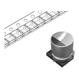 Condensator electrolitic SMD 220uF 35VDC Ø10x10mm cu durabilitate 5000h și rezistență de 90mΩ | Electronic-mag.ro | Componente E