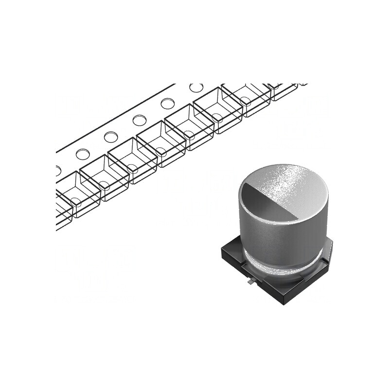 Condensator electrolitic SMD 220uF 35VDC Ø10x10mm cu durabilitate 5000h și rezistență de 90mΩ | Electronic-mag.ro | Componente E