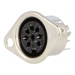 Conector DIN Soclu Mamă cu 8 Pini, Dispunere 270° și Pin Central - Componentă Electromecanică Profesionistă | Electronic-mag.ro 