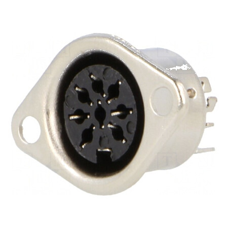 Conector DIN Soclu Mamă cu 8 Pini, Dispunere 270° și Pin Central - Componentă Electromecanică Profesionistă | Electronic-mag.ro 