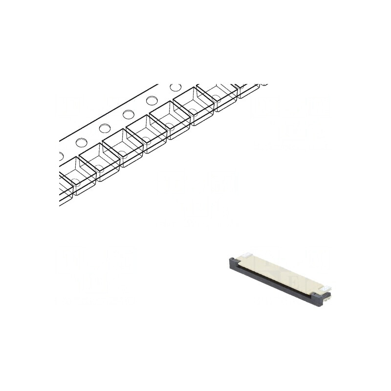 Conector FFC/FPC Orizontal 20 PIN ZIF SMT Cositorit 30mΩ - Componente Electronice Profesionale | Electronic-mag.ro | Componente 