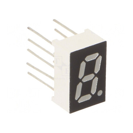 Afișaj LED 7 segmente 8mm 0,32, număr caracter 1, galben, 60mcd | Electronic-mag.ro | Componente Electronice