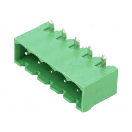 Regletă de conexiuni deconectabilă 5mm cu 5 piste, unghi 90° pentru aplicații electrice | Electronic-mag.ro | Componente Electro