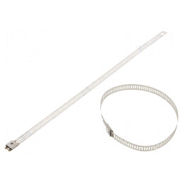 Colier de strângere din oțel natural, dimensiuni L: 250mm, W: 7mm, capacitate 445N | Electronic-mag.ro | Componente Electronice
