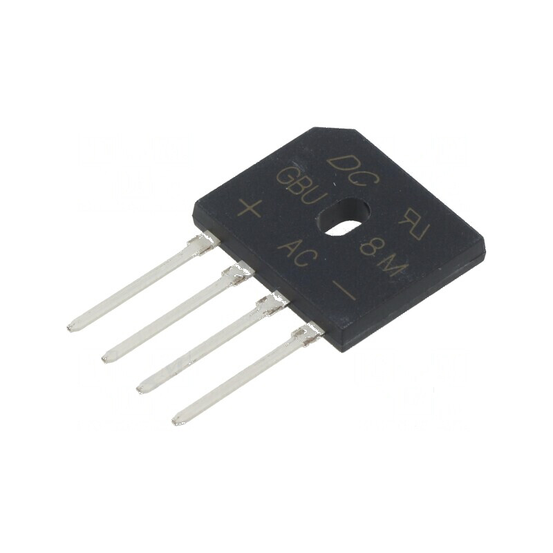 Punte redresoare monofazată Urmax 1kV, curent maxim 8A, curent de scurtcircuit 200A, model plată | Electronic-mag.ro | Component