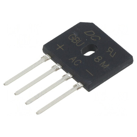 Punte redresoare monofazată Urmax 1kV, curent maxim 8A, curent de scurtcircuit 200A, model plată | Electronic-mag.ro | Component