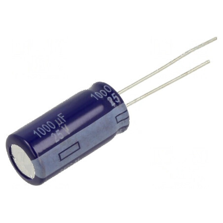 Condensator Electrolitic THT 1000µF 25VDC Ø10x20mm ±20% M - Componentă Electronică de Calitate | Electronic-mag.ro | Componente 