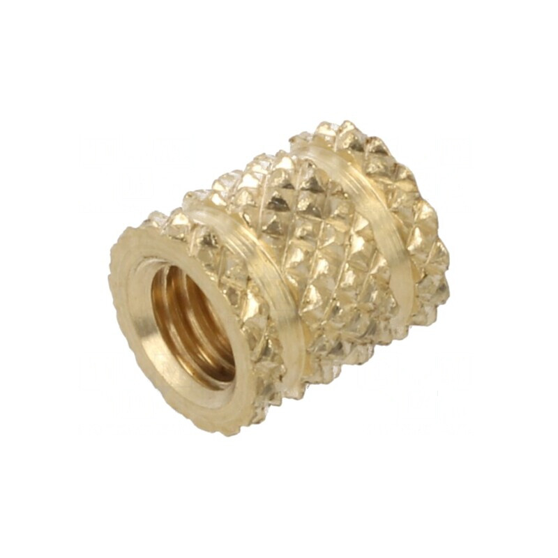 Adaos filetat din alamă M6 BN 37868, lungime 9,92mm, pentru aplicații pe plastic | Electronic-mag.ro | Componente Electronice