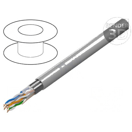 Cablu F/UTP 4x2x24AWG CCA PVC gri, 305m, Ø6,2mm - Sârmă de înaltă calitate pentru rețele de date | Electronic-mag.ro | Component