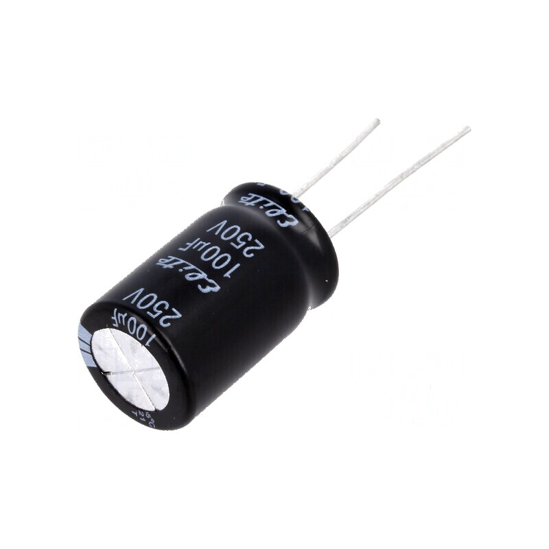 Condensator electrolitic THT 100µF 250VDC Ø16x31,5mm ±20% - Componentă electronică de calitate superioară | Electronic-mag.ro | 
