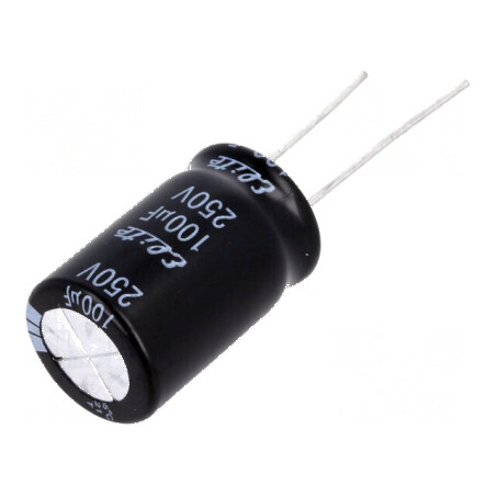 Condensator electrolitic THT 100µF 250VDC Ø16x31,5mm ±20% - Componentă electronică de calitate superioară | Electronic-mag.ro | 