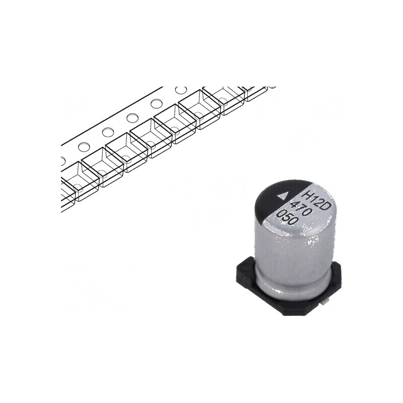 Condensator electrolitic SMD 47uF 50V DC Ø8x10,5mm 2000h | Electronic-mag.ro | Componente Electronice