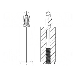 Distanțier PCB poliamidă 66, 6mm lungime, orificiu montare 4mm | Electronic-mag.ro | Componente Electronice