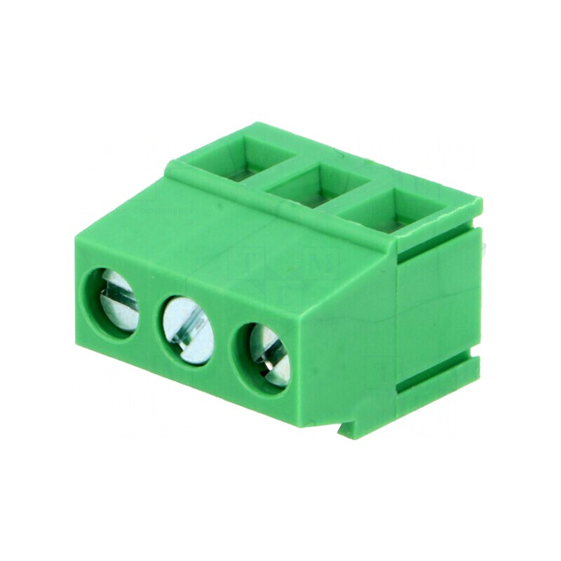 Regletă de conexiuni pentru PCB 90° 5mm, 3 piste, 2,5mm² | Electronic-mag.ro | Componente Electronice