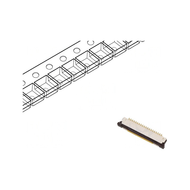 Conector FFC/FPC vertical cu 20 pini ZIF SMT 125V 1A gold flash | Electronic-mag.ro | Componente Electronice