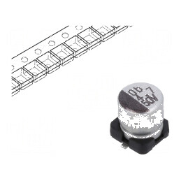 Condensator electrolitic SMD 4,7uF 50VDC 5x5x5,3mm ±20% pentru circuite electronice | Electronic-mag.ro | Componente Electronice