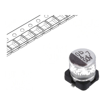 Condensator electrolitic SMD 4,7uF 50VDC 5x5x5,3mm ±20% pentru circuite electronice | Electronic-mag.ro | Componente Electronice