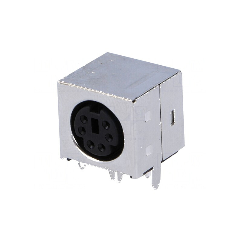 Conector DIN mini soclu mamă 6 pini THT unghi 90° | Electronic-mag.ro | Componente Electronice