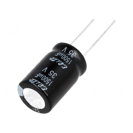 Condensator electrolitic THT 1500uF 35VDC Ø16x25mm ±20% - Componentă electronică pentru circuite | Electronic-mag.ro | Component