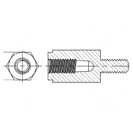 Manşon distanţier hexagonal poliamidă 66 M3, Lungime 8mm | Electronic-mag.ro | Componente Electronice