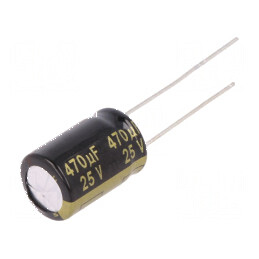 Condensator electrolitic low ESR THT 470uF 25VDC Ø10x16mm - Componentă electronică de calitate | Electronic-mag.ro | Componente 