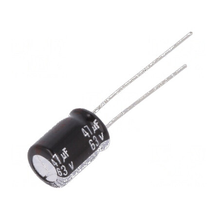 Condensator electrolitic THT 47uF 63VDC Ø8x11,5mm ±20% 5000h pentru circuite electrice | Electronic-mag.ro | Componente Electron