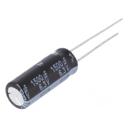 Condensator electrolitic low ESR THT 1500uF 6,3VDC Ø8x20mm pentru circuite electrice | Electronic-mag.ro | Componente Electronic