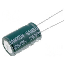 Condensator electrolitic low ESR THT 1000uF 35VDC Ø12,5x20mm pentru circuite electrice | Electronic-mag.ro | Componente Electron