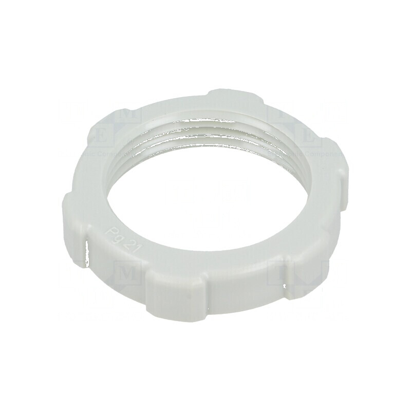 Piuliță PG21 din polistiren, grosime 7mm, cheie 36mm, gri deschis | Electronic-mag.ro | Componente Electronice
