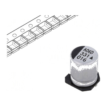 Condensator electrolitic SMD 330uF 16VDC Ø8x10,5mm 5000h pentru aplicații electronice | Electronic-mag.ro | Componente Electroni
